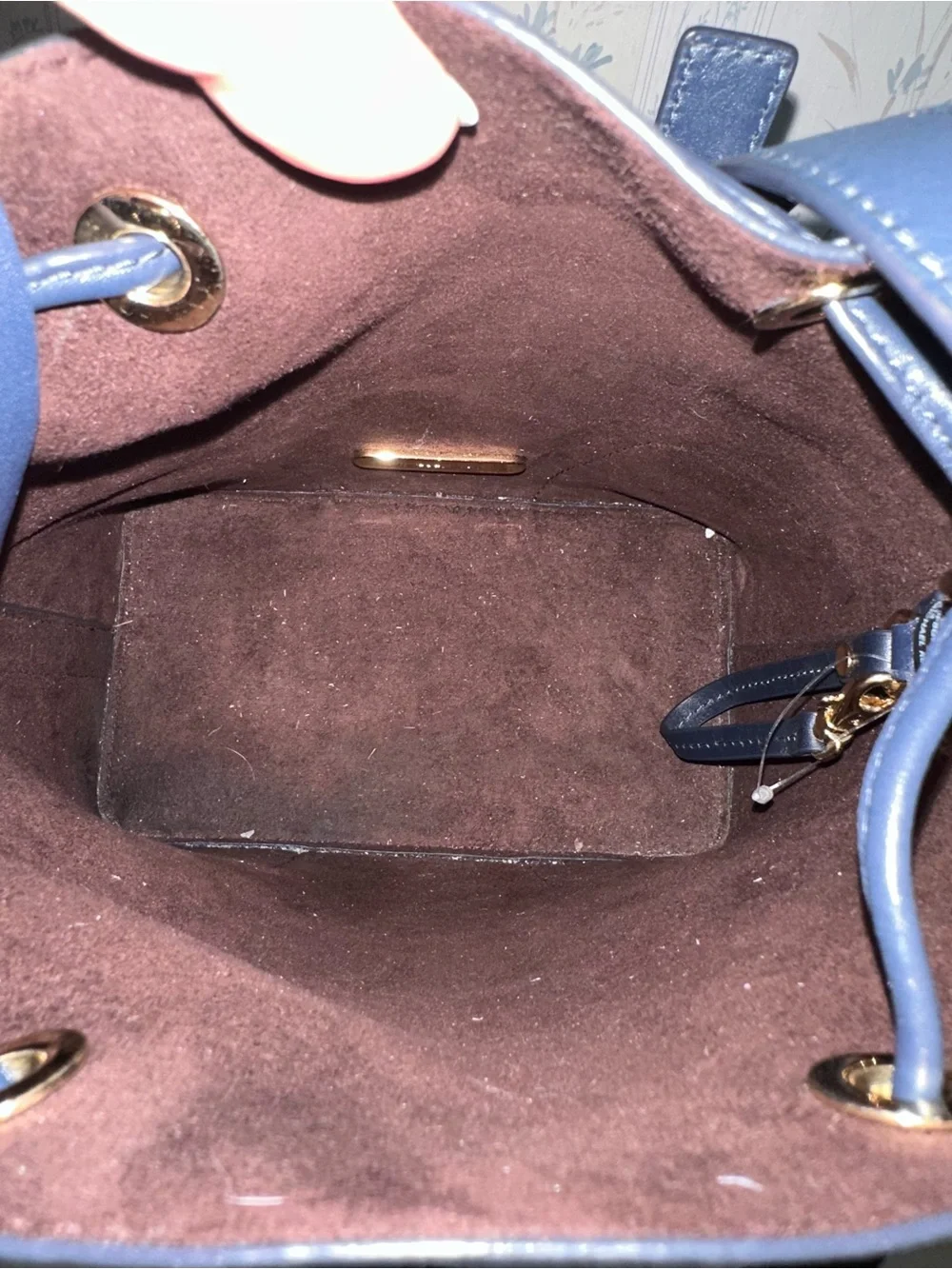 Michael Kors Navy Leather Bucket Bag with Pouch
